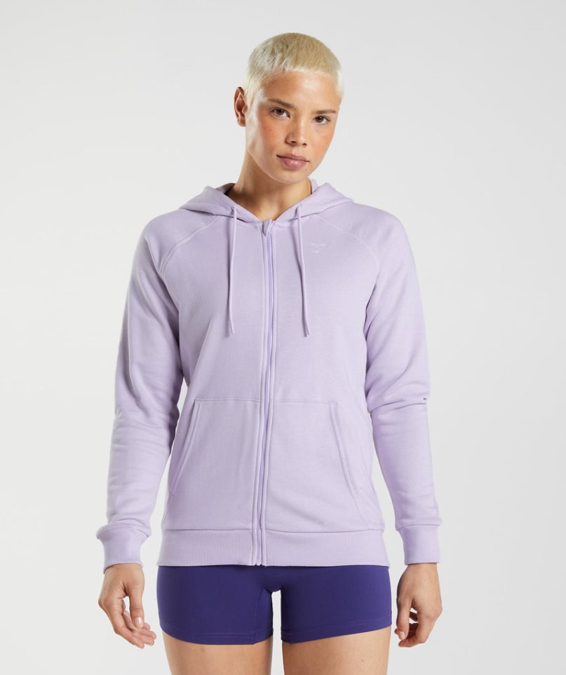 Bluzy Z Kapturem Gymshark Treningowe Zip Damskie Lawenda | PL 928KCZ